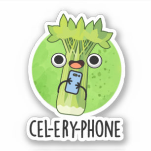 Cell-ery Phone Funny Celery Veggie Pun 