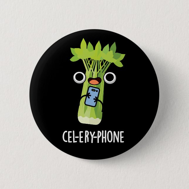 Cell-ery Phone Funny Celery Veggie Pun  6 Cm Round Badge (Front)