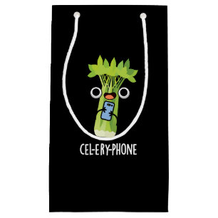 Cell-ery Phone Funny Celery Veggie Pun  Small Gift Bag