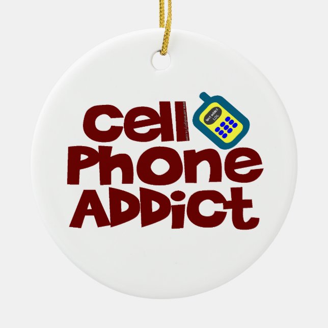Cell Phone Addict Ceramic Tree Decoration (Front)