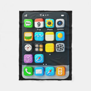 Cell Phone Screen Smartphone Mobile App Halloween Fleece Blanket