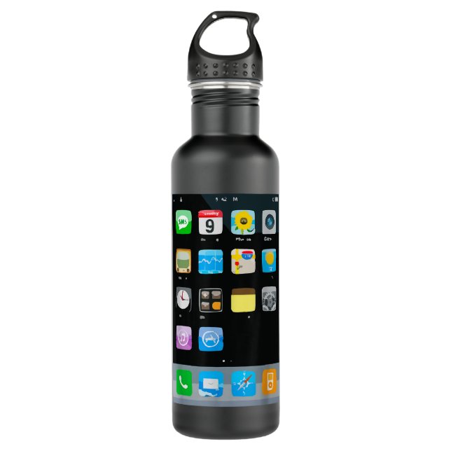 Cell Phone Smartphone Mobile App Halloween Costume 710 Ml Water Bottle (Front)