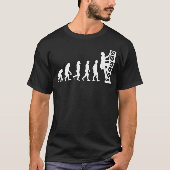 Cell Tower Climber Climbing Antenna Evolution T-Shirt (Front)