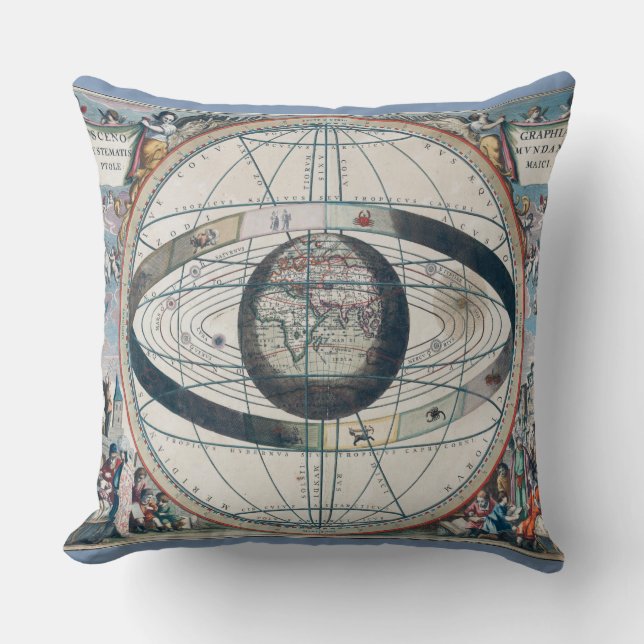 Cellarius Ptolemaic System Vintage Map Cushion (Front)