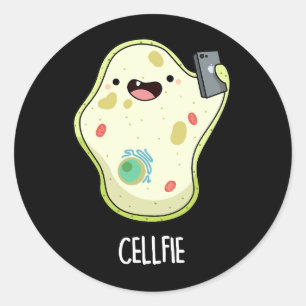 Cellfie Funny Biology Selfie Pun Dark BG Classic Round Sticker