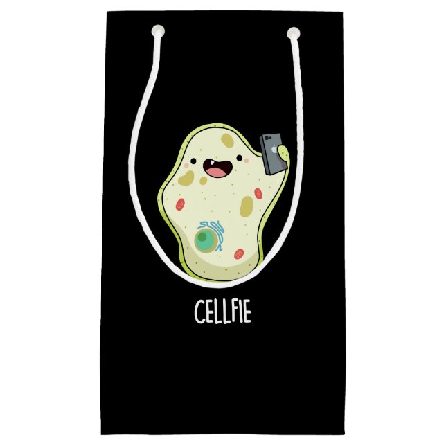 Cellfie Funny Biology Selfie Pun Dark BG Small Gift Bag (Front)