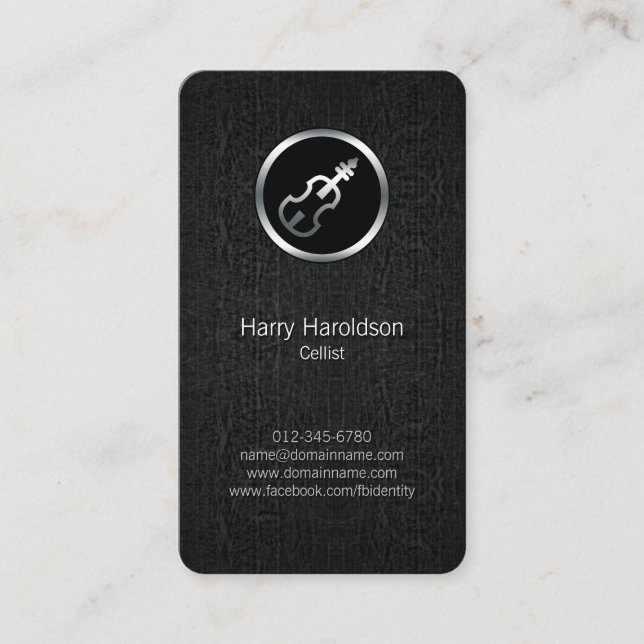Cellist Cello Icon Black Grunge Business Card (Front)