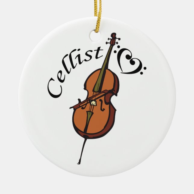 Cellist Ceramic Tree Decoration (Front)