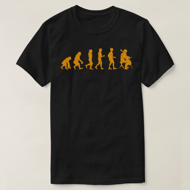 Cellist Evolution Gift Idea Cello Player Orange T-Shirt (Design Front)