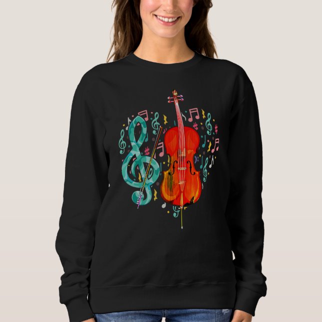 Cellist Heart Treble Clef Music Notes Cello Player Sweatshirt (Front)