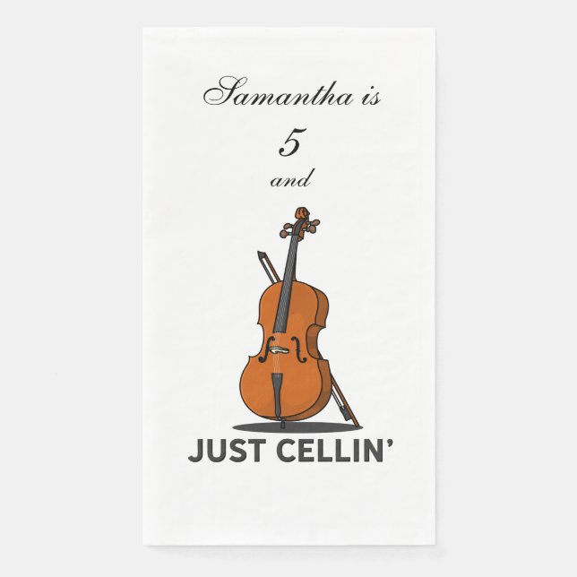 Cellist Just Cellin Fiddle 5th Birthday Party Napkin (Front)