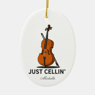 Cellist Just Cellin Performance Music Personalised Ceramic Tree Decoration