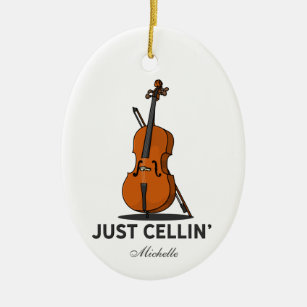 Cellist Just Cellin Performance Music Personalised Ceramic Tree Decoration