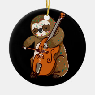 Cellist Sloth Cello Player Orchestra Music Animal Ceramic Tree Decoration