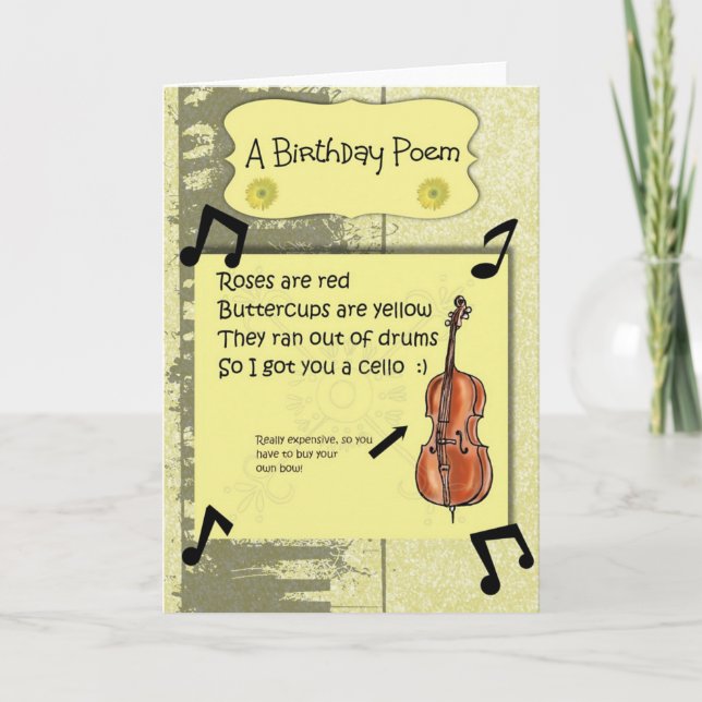 Cello Birthday Poem Card (Front)