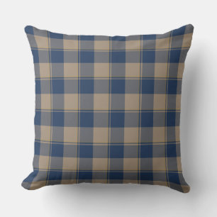 Cello Blue and Donkey Brown Plaid Cushion