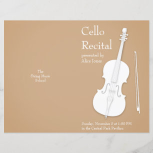 Cello & Bow Customisable Folded Concert Program