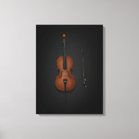 Cello & Bow Side by Side On 18x24 Black