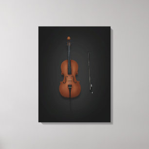 Cello & Bow Side by Side On 18x24 Black Canvas Print