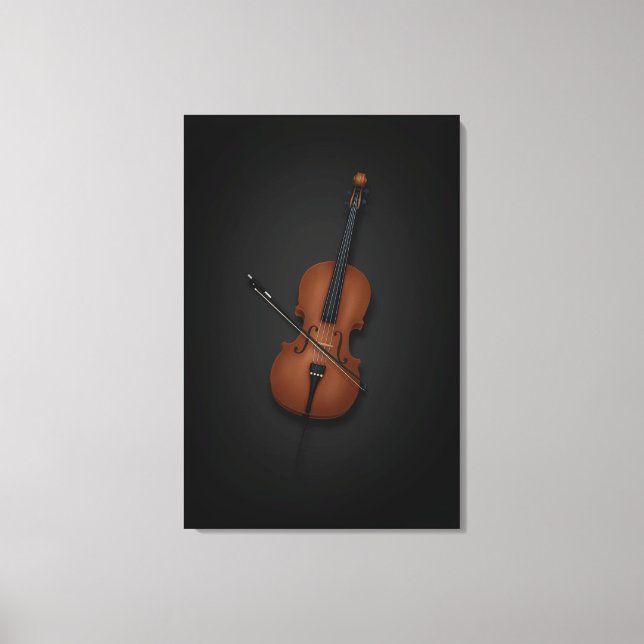 Cello & Bow Side by Side On 24x36 Black Canvas Print (Front)