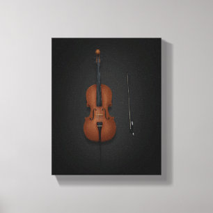 Cello & Bow Side by Side On 8x10 Black Canvas Print