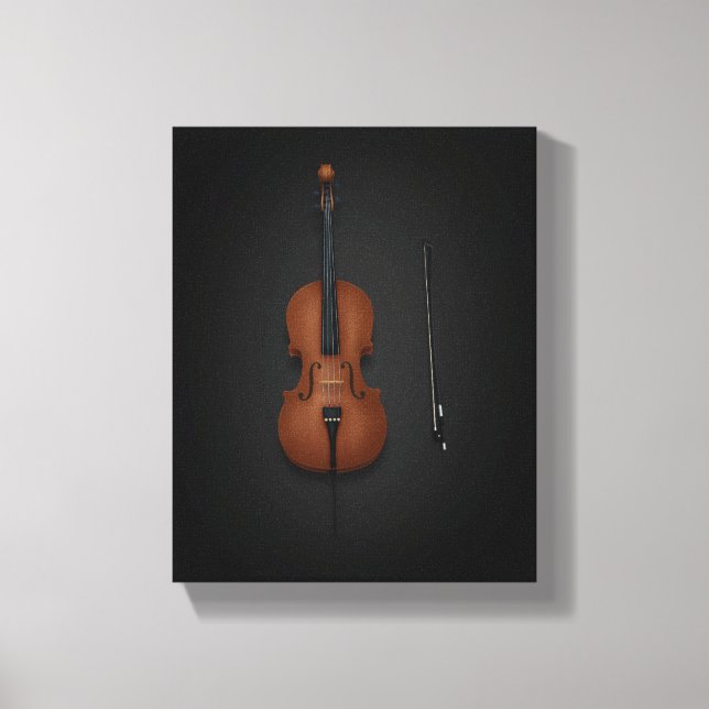 Cello & Bow Side by Side On 8x10 Black Canvas Print (Front)