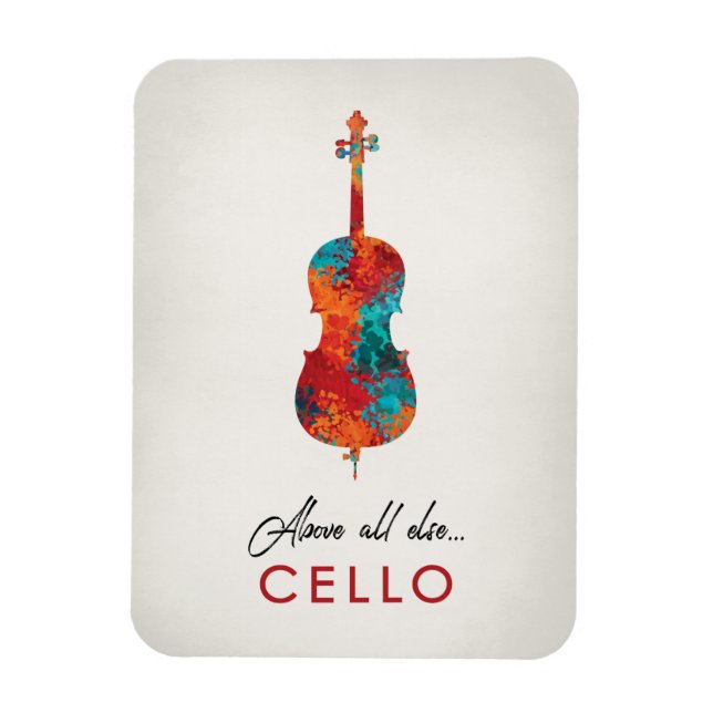 Cello - Bright Colourful Music Magnet (Vertical)