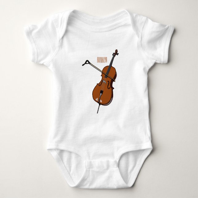 Cello cartoon illustration  baby bodysuit (Front)