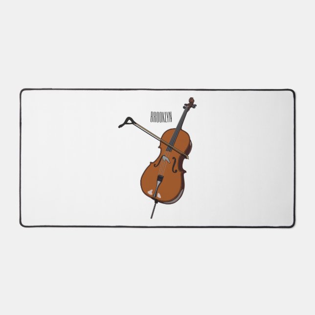 Cello cartoon illustration  desk mat (Front)