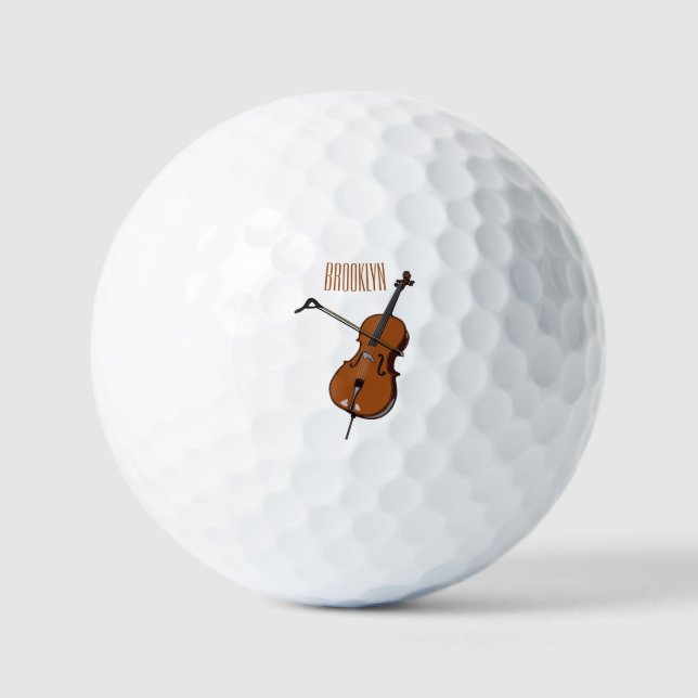 Cello cartoon illustration  golf balls (Front)