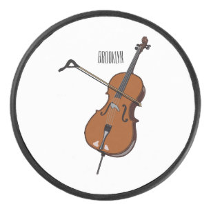 Cello cartoon illustration hockey puck