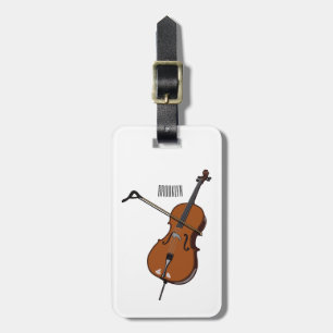 Cello cartoon illustration luggage tag