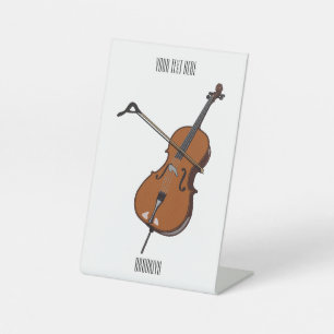 Cello cartoon illustration  pedestal sign