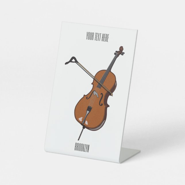 Cello cartoon illustration  pedestal sign (Front)