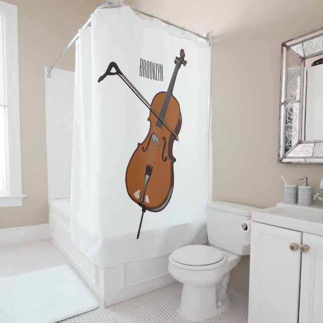 Cello cartoon illustration  shower curtain (In Situ)