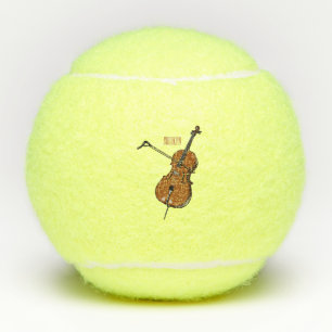 Cello cartoon illustration tennis balls