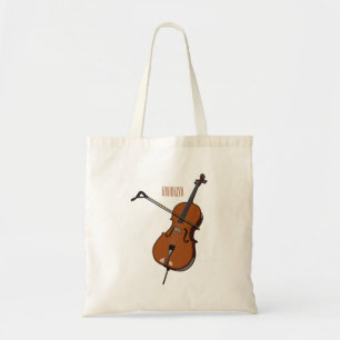 Cello cartoon illustration tote bag