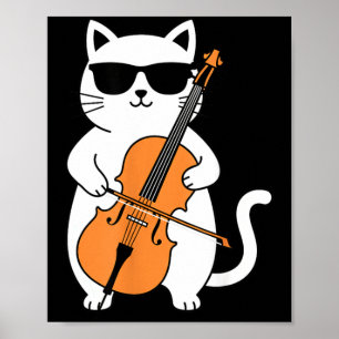 Cello Cat Playing Cello Funny Musician Cat Music Poster