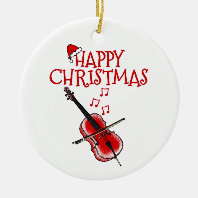 Cello Cellist String Musician Christmas Ornament (Front)