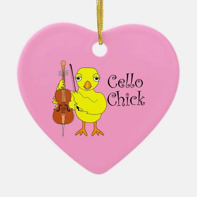 Cello Chick Text Ceramic Tree Decoration (Front)