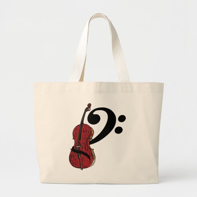 Cello Clef Totebag Large Tote Bag (Front)