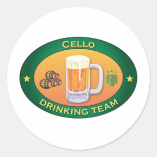 Cello Drinking Team Classic Round Sticker
