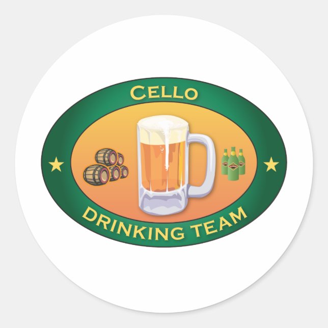 Cello Drinking Team Classic Round Sticker (Front)