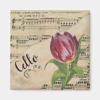 Cello Elegant Tulip Vintage Sheet Music