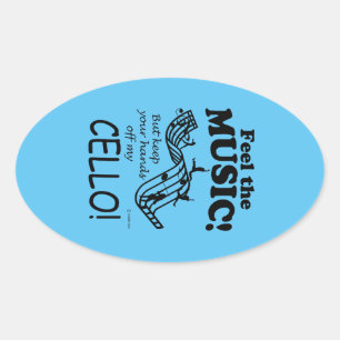 Cello Feel The Music Oval Sticker