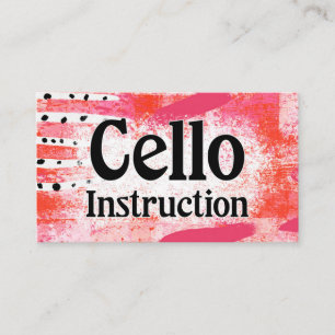 Cello Instruction Lessons Hot Pink Business Cards