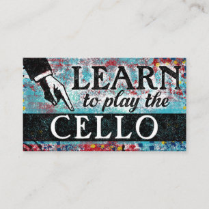 Cello Lessons Business Cards - Blue Red