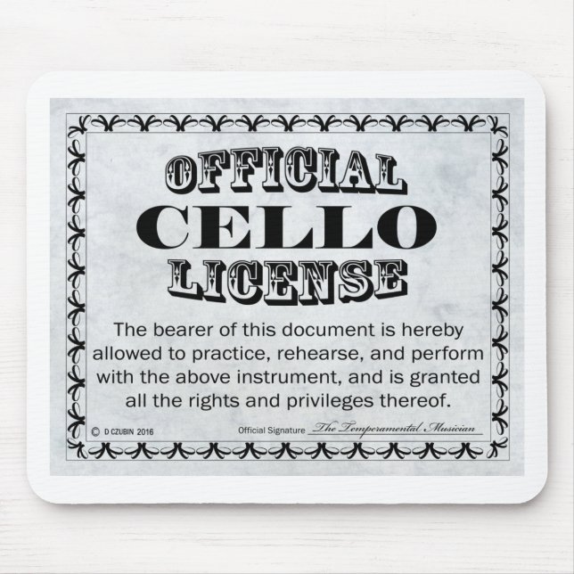 Cello License Mouse Pad (Front)