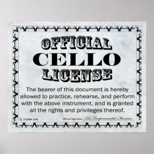 Cello License Poster