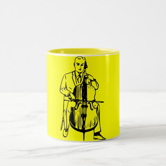 Cello man plays Bach Two-Tone Coffee Mug (Center)